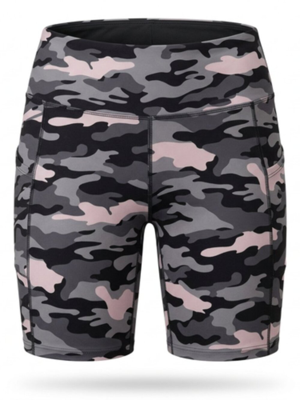 CALVIN KLEIN Performance Pink Camo High Waist Bike Shorts Large w/ Pocket Yoga